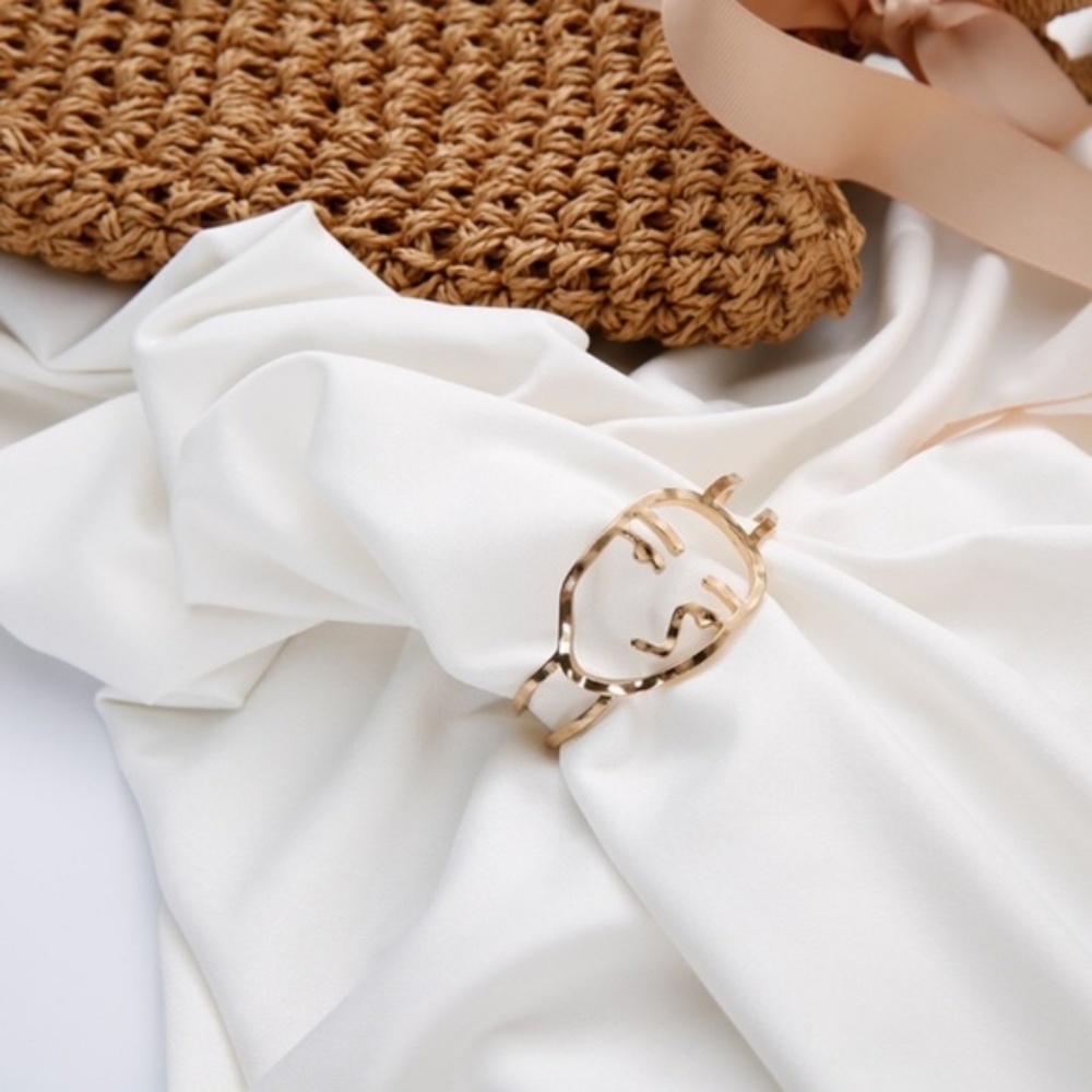 Abstract Minimalist Face Art Bracelet Cuff - Picture 5 of 8